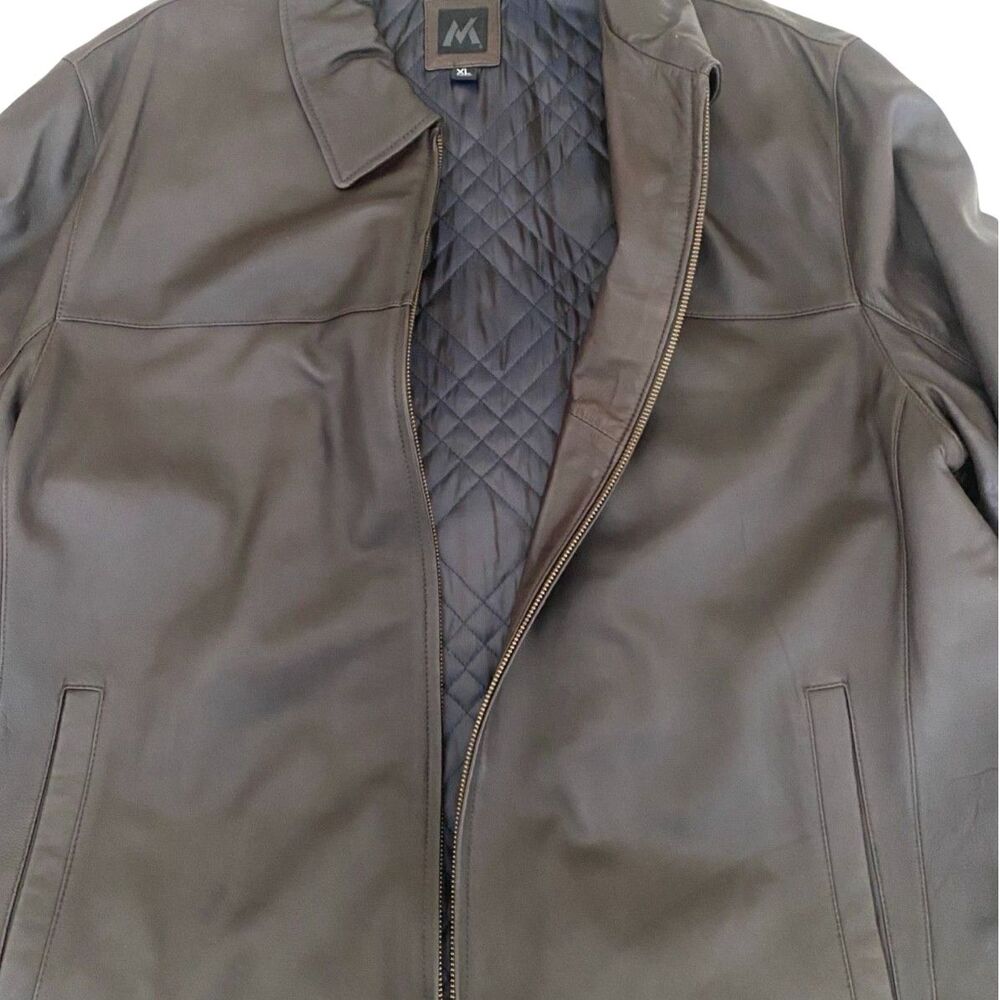 VTG Member's Mark Men's XL Leather Jacket Brown Full Zip Classic Point Collar - Picture 5 of 10